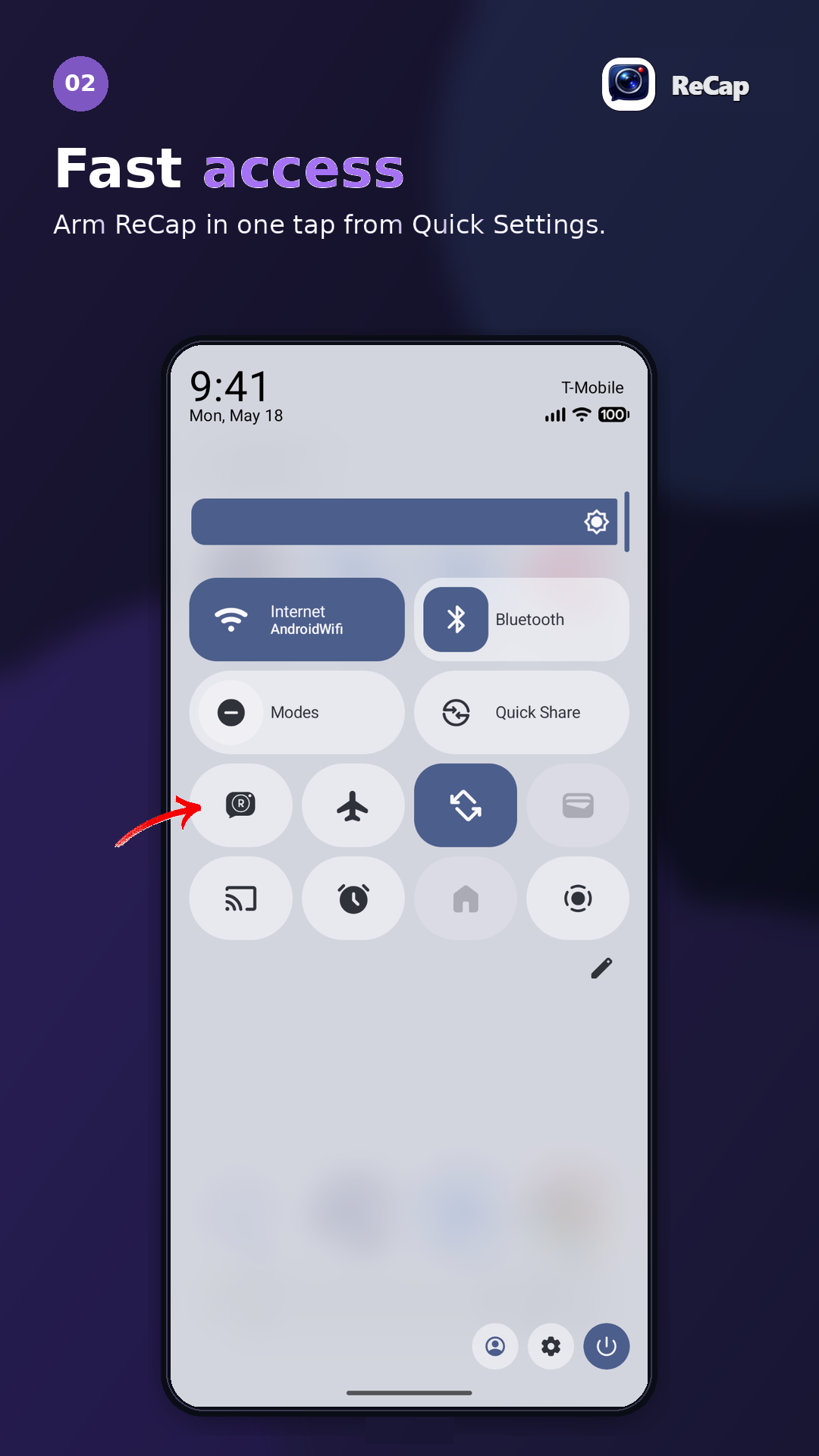ReCap Quick Settings tile instructions
